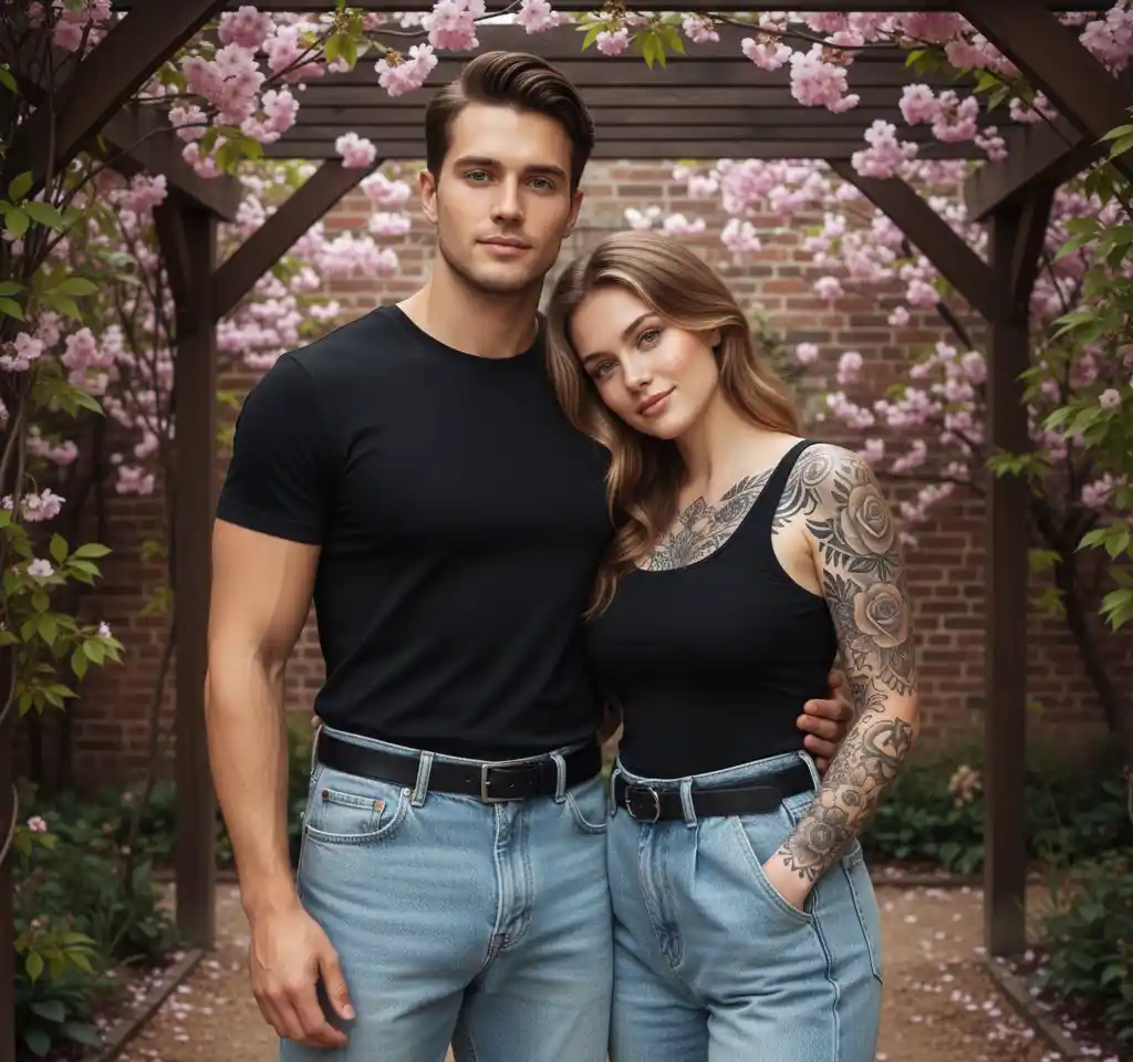 Pergola Adorned Couple Scene AI Couple Photo template