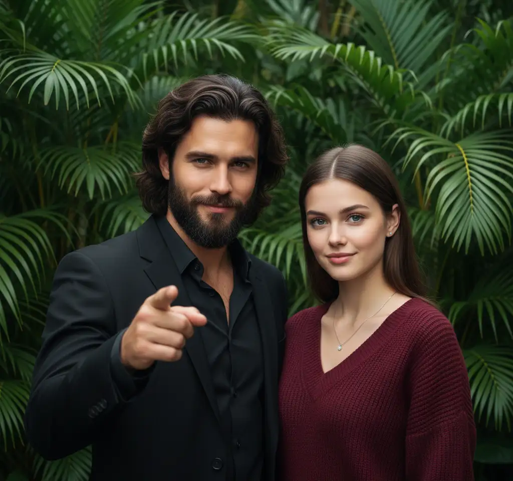 Pointing at Camera Couple AI Couple Photo template