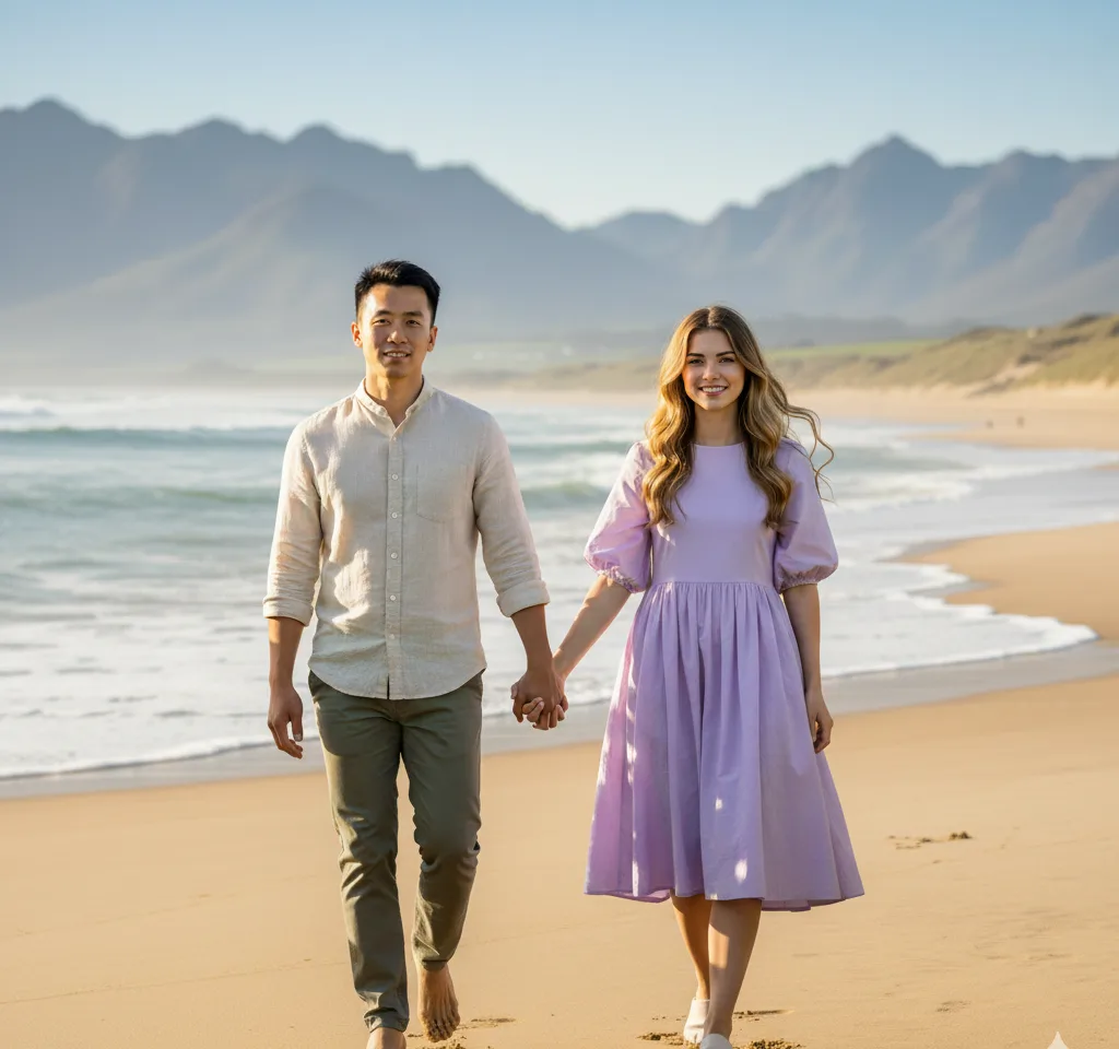 Portstewart Strand Couple AI Couple Photo template