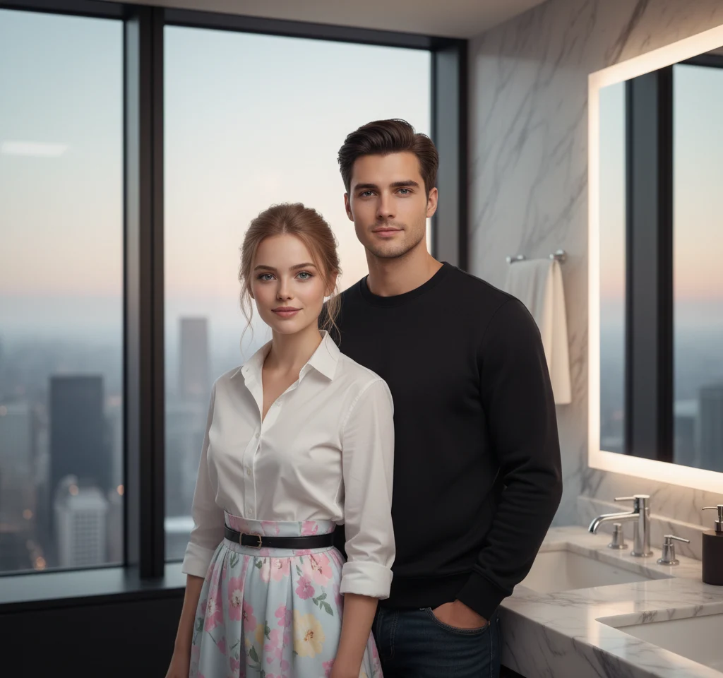 Bath Ready Couple Fun Photo AI Couple Photo template