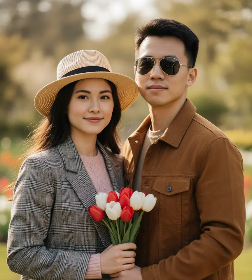 Rose's Day Couple Portrait AI Couple Photo template