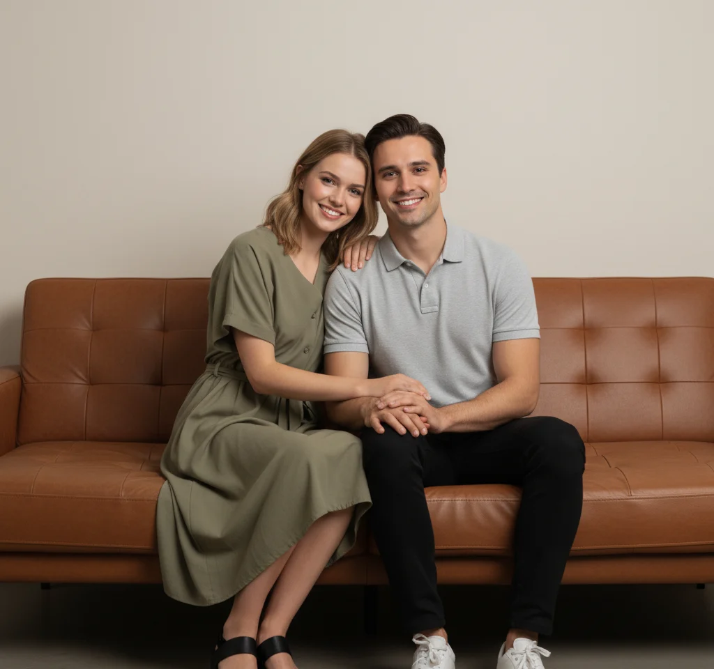 Studio Sofa Couple Portrait AI Couple Photo template