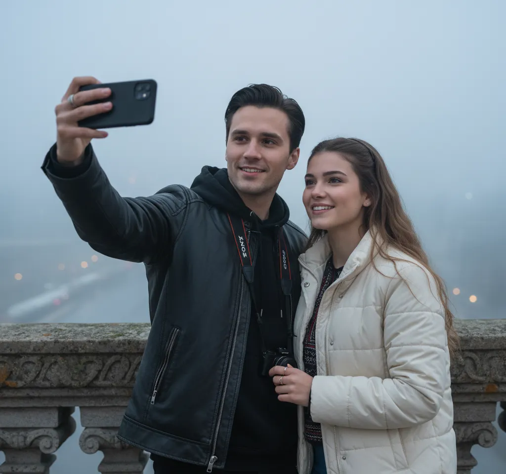Couple Taking Selfie AI Couple Photo template