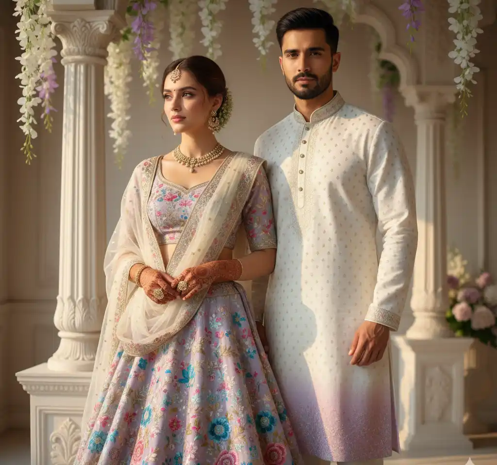 Skyline Stare Couple Portrait AI Couple Photo template