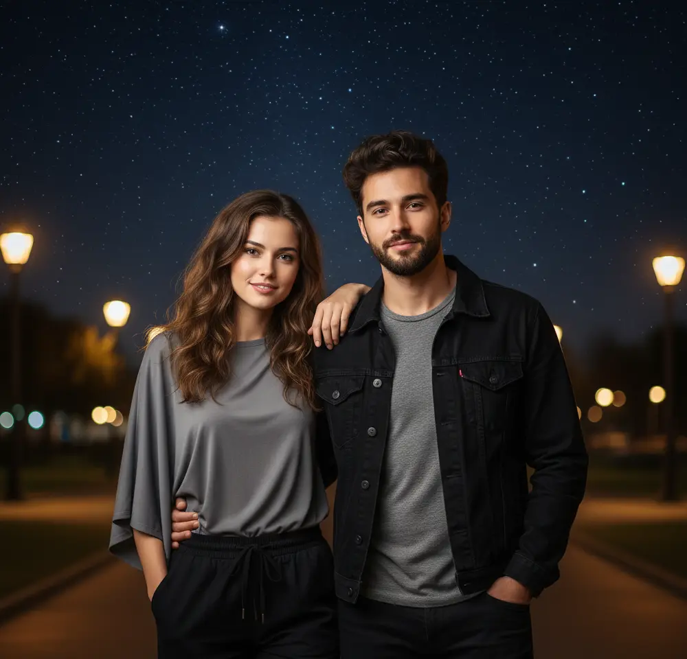 Under Starlit Sky Couple AI Couple Photo template