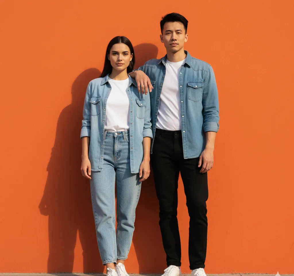 Urban Denim Couple Style AI Couple Photo template