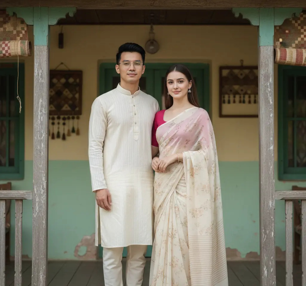 Vintage Charm Couple Portrait AI Couple Photo template