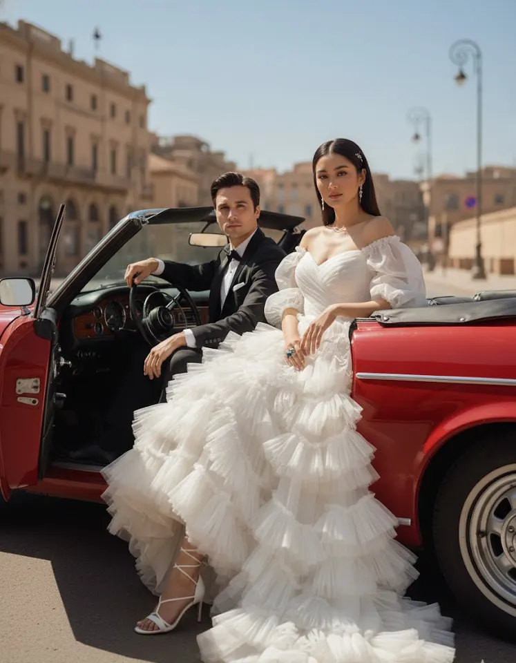 Vintage Convertible Couple AI Couple Photo template