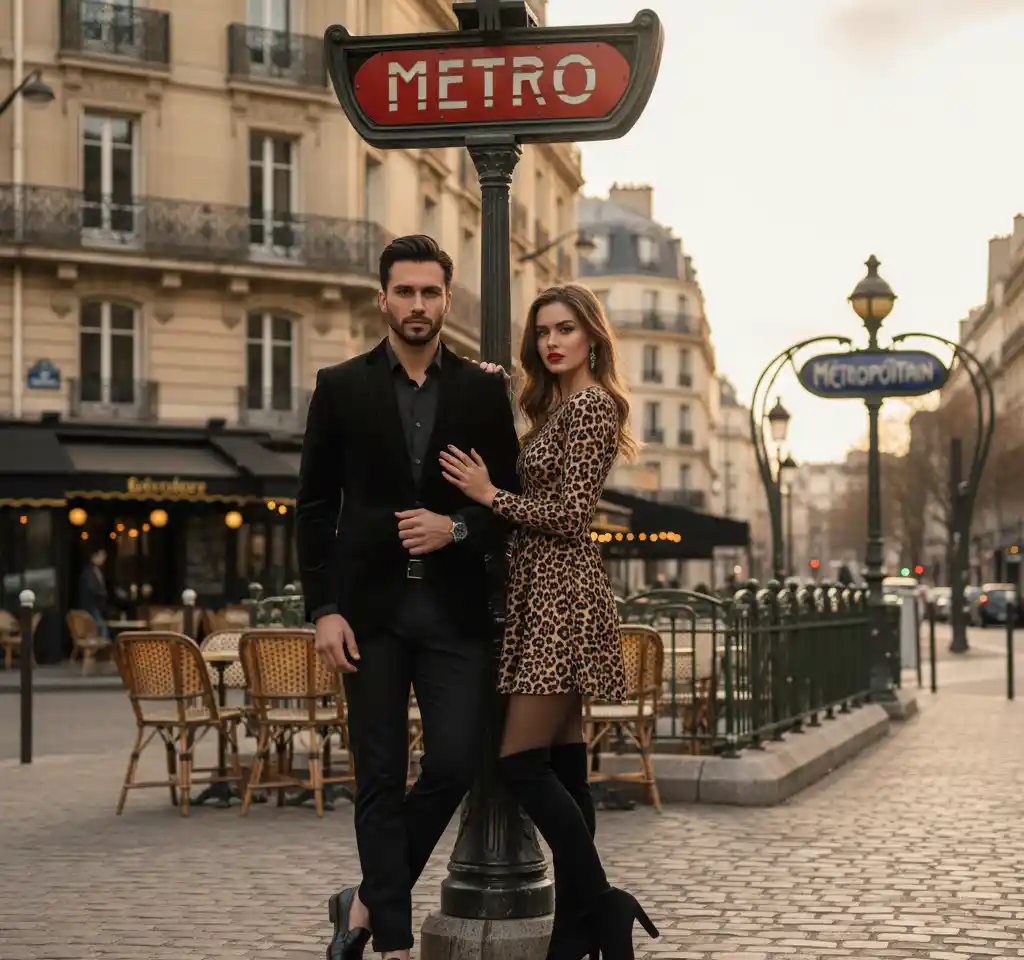 Vintage Metro Couple Photo AI Couple Photo template