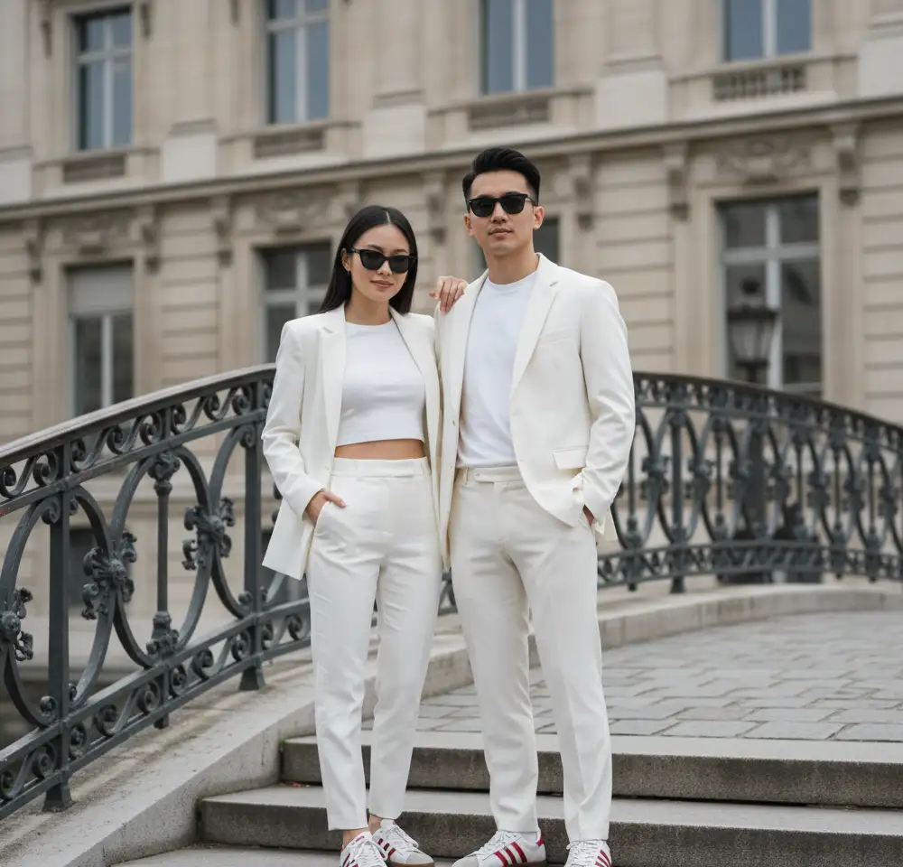 White Dress Elegant Couple AI Couple Photo template