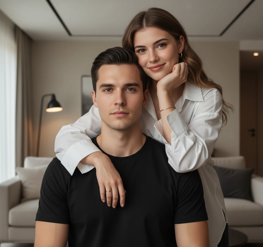 Shoulder Hand Romantic Pose AI Couple Photo template