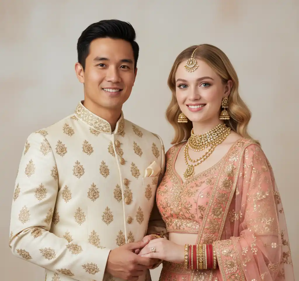 Warm Smiles Couple Portrait AI Couple Photo template