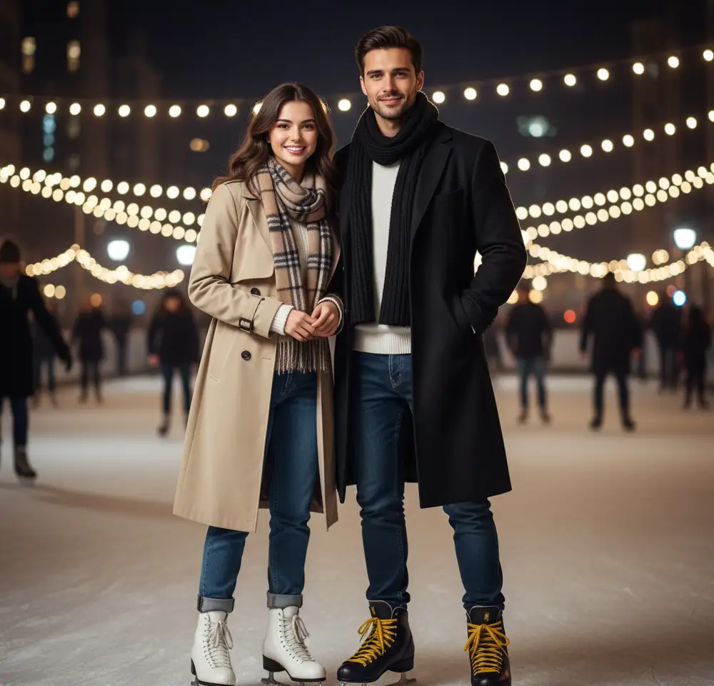 Ice Skating Couple Portrait AI Couple Photo template