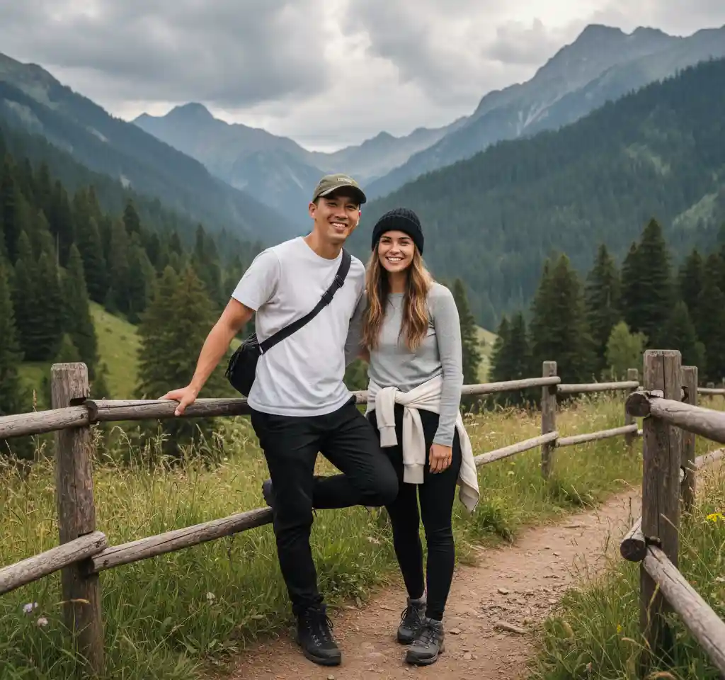 Trekking in Manali Couple AI Couple Photo template