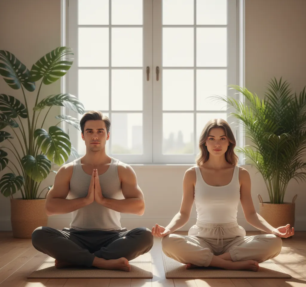 Yoga Together Couple Portrait AI Couple Photo template