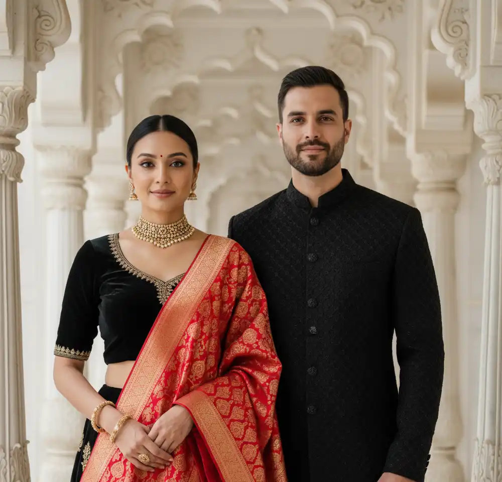 Regal Marble Palace Couple AI Couple Photo template