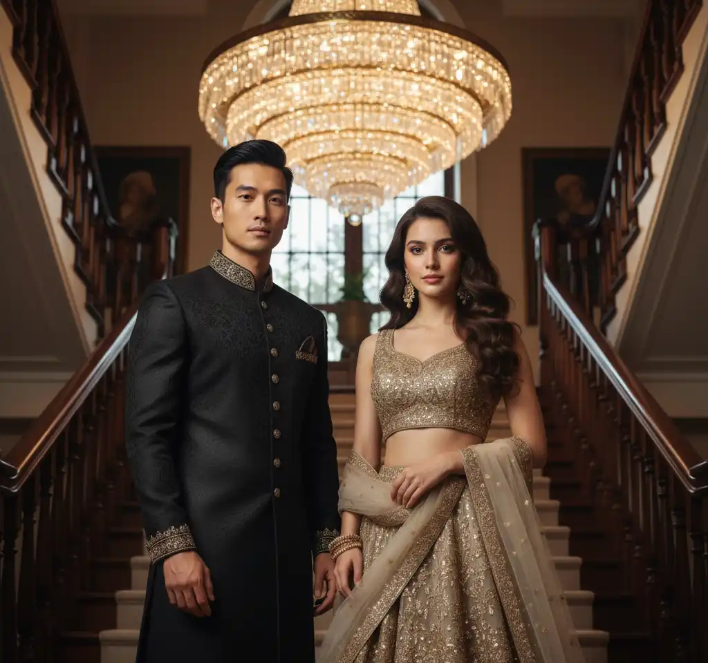 Royal Staircase Couple Photo AI Couple Photo template