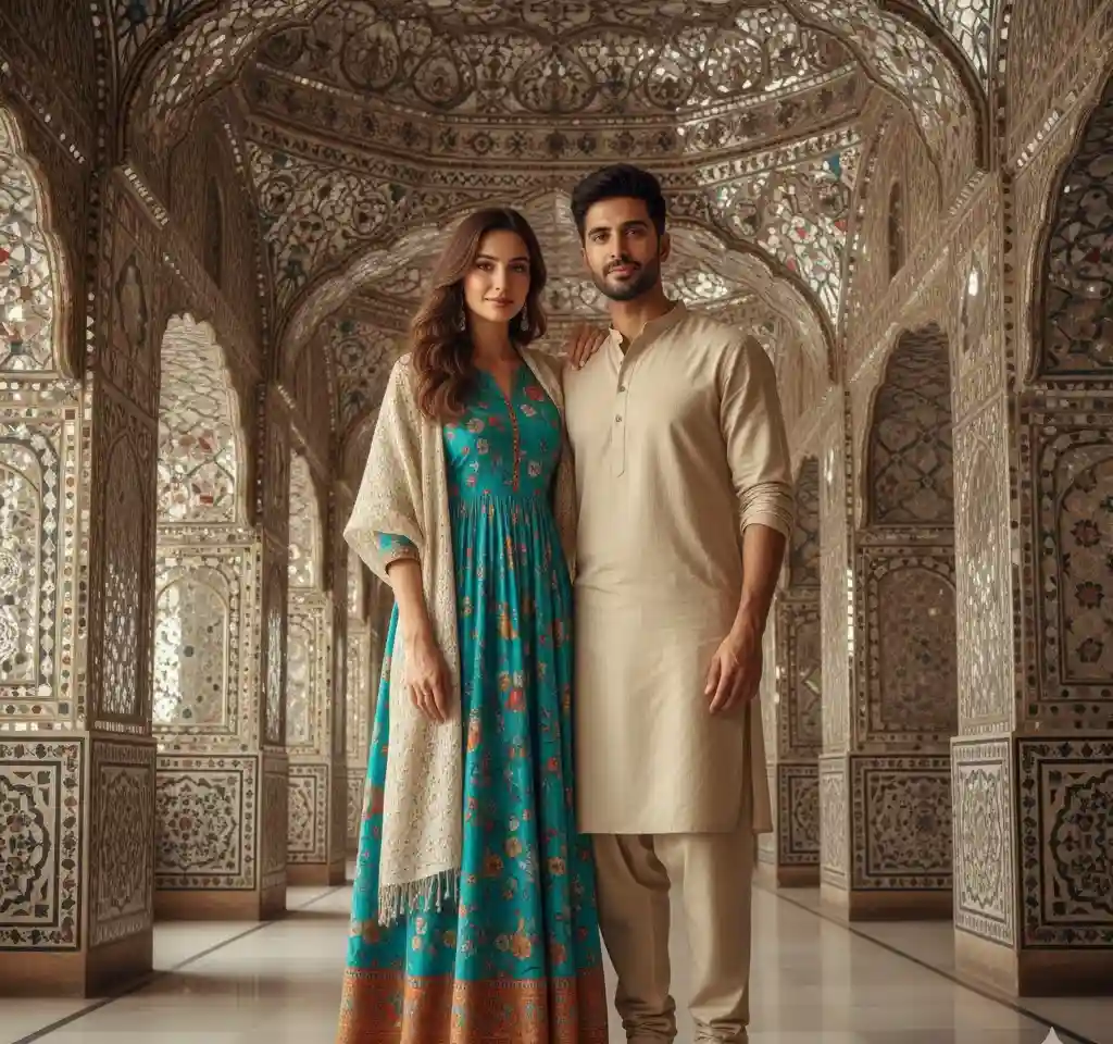 Sheesh Mahal Mirror Palace Couple AI Couple Photo template