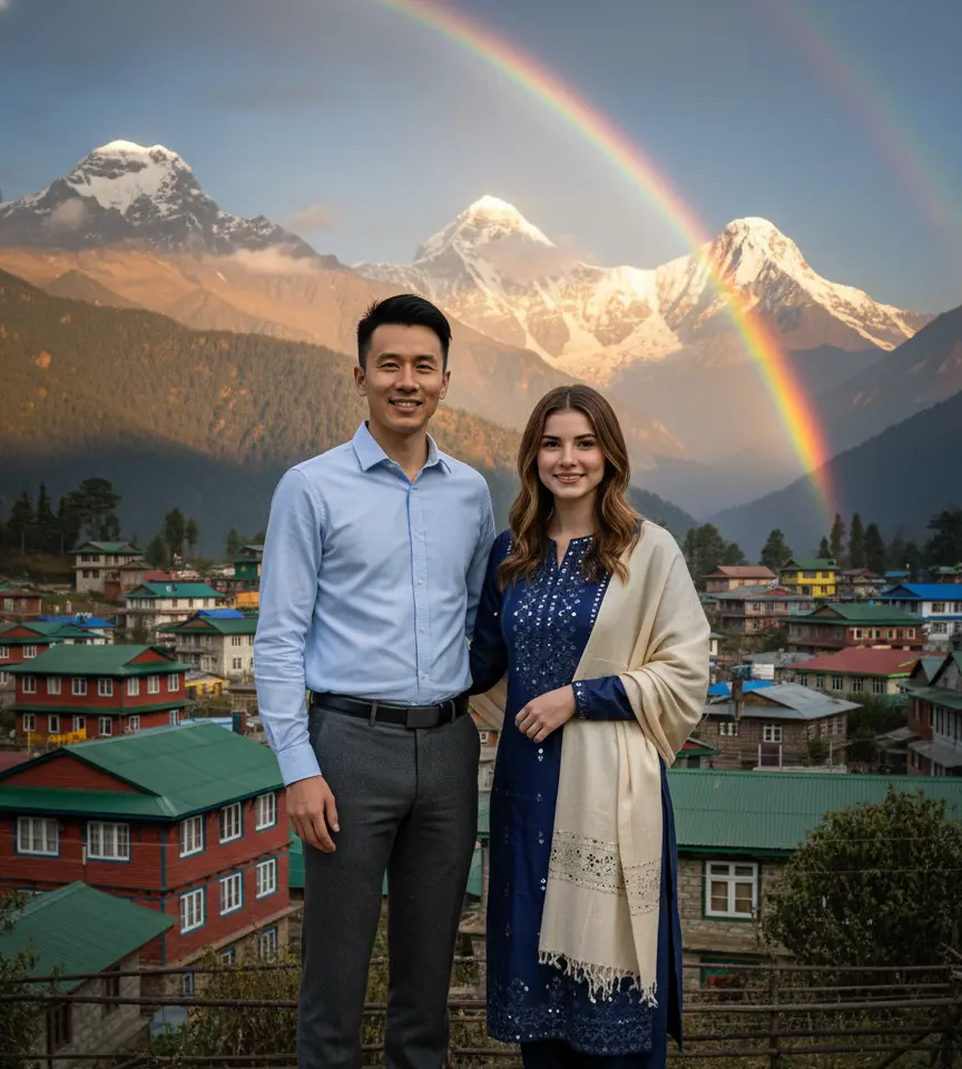 Kalpa Himachal Pradesh Couple AI Couple Photo template