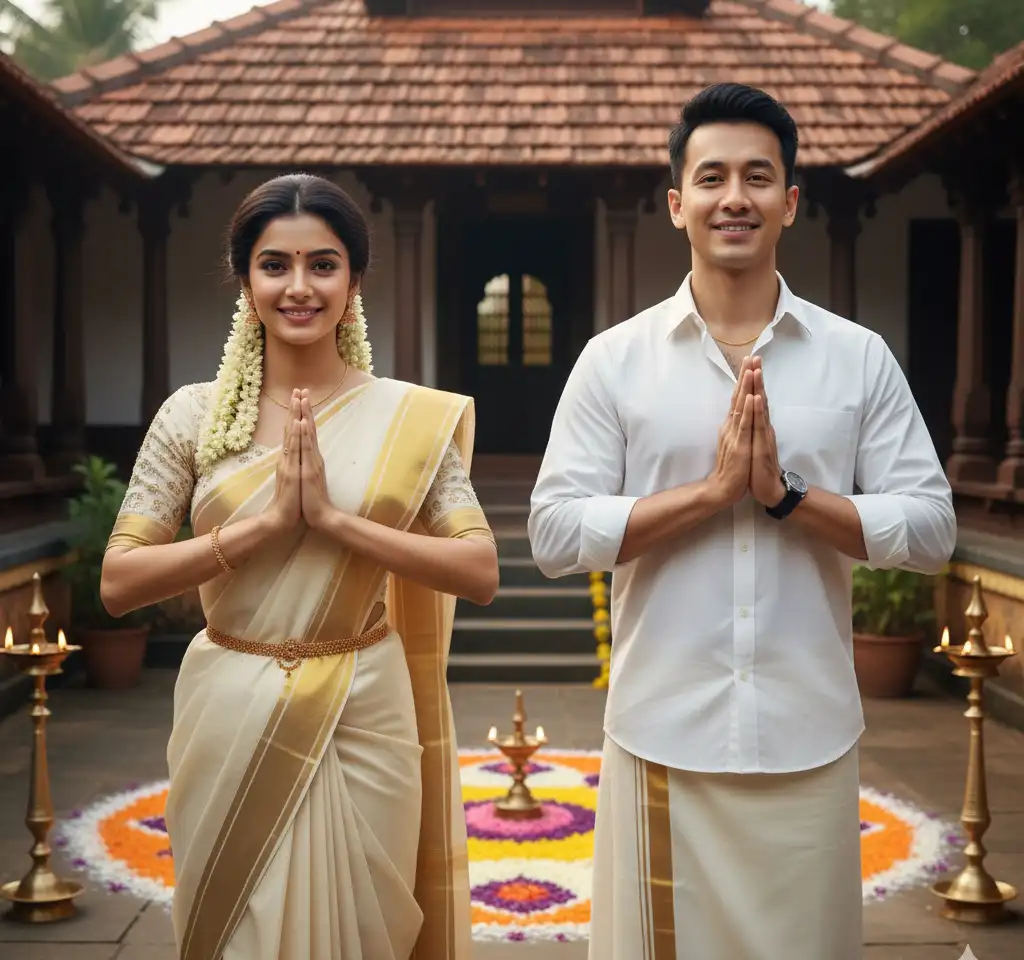 Kerala Backwaters Couple AI Couple Photo template