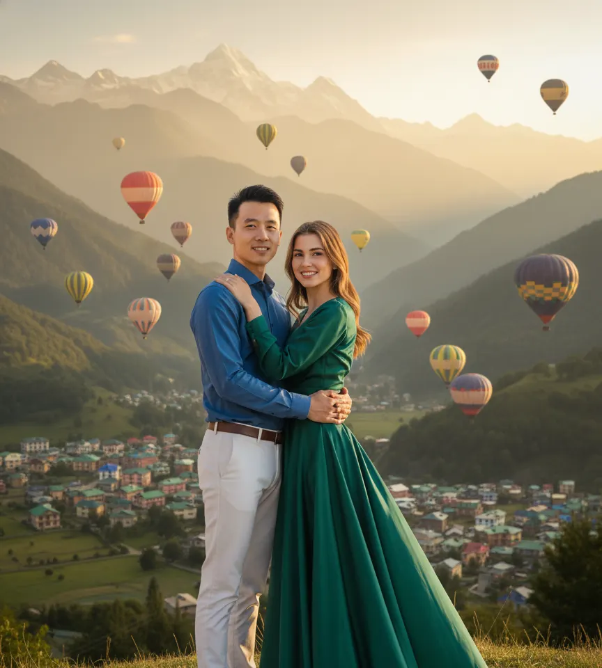 Manali Mountains Couple AI Couple Photo template