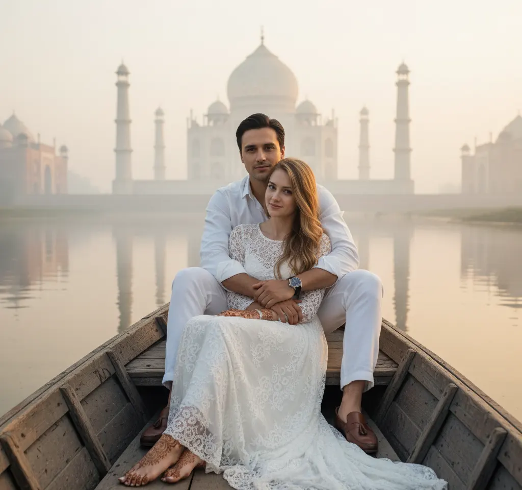 Taj Mahal Agra Couple Photo AI Couple Photo template