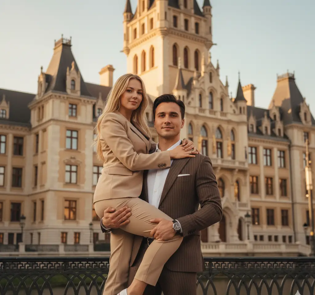 Arbat Street Moscow Couple AI Couple Photo template