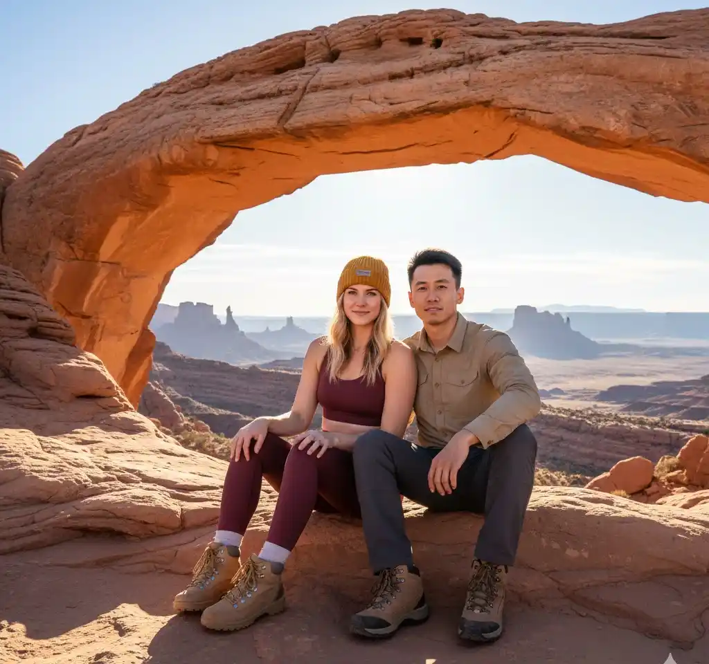 Arches National Park Couple AI Couple Photo template