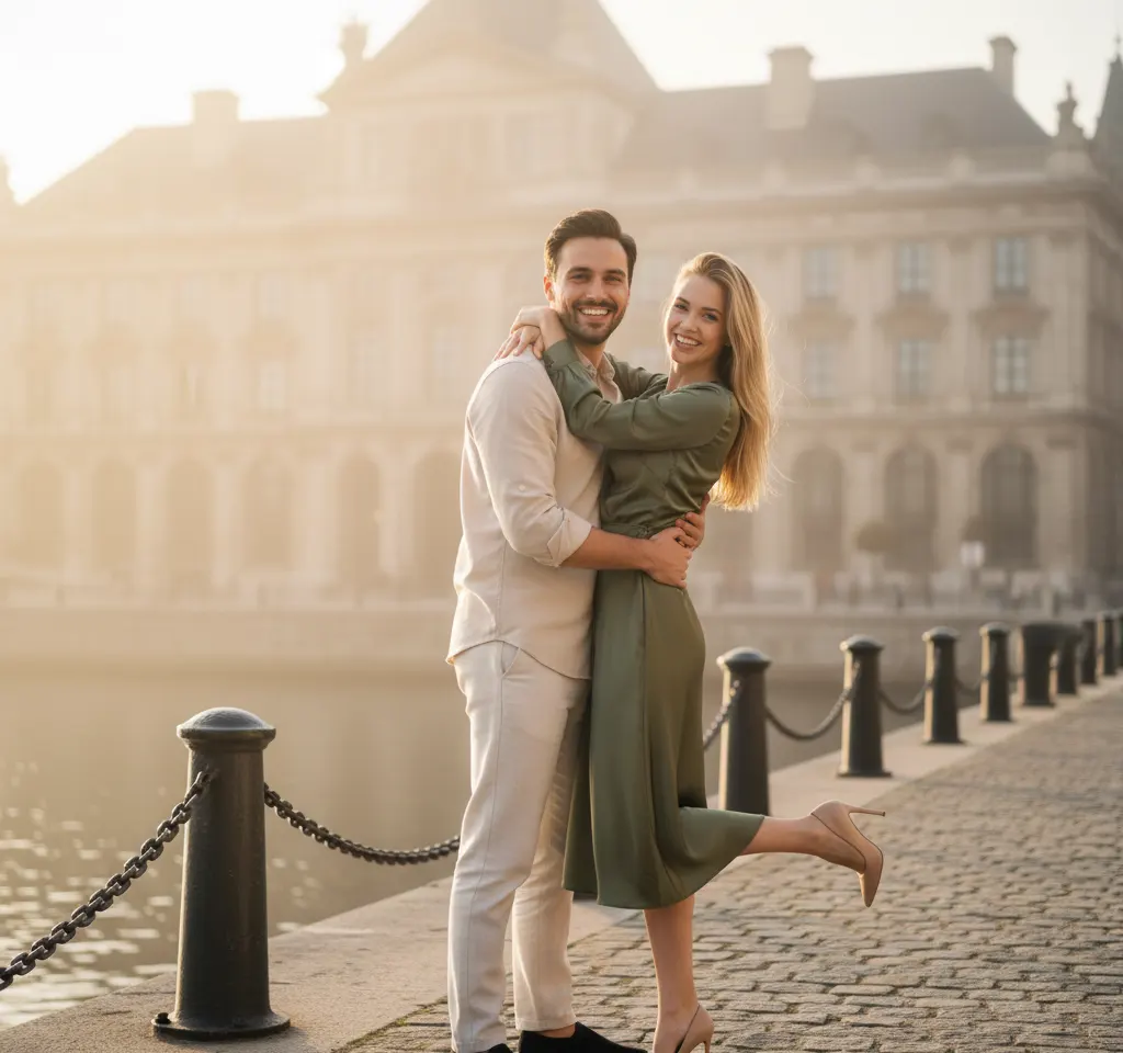 Germany Beach Couple Photo AI Couple Photo template