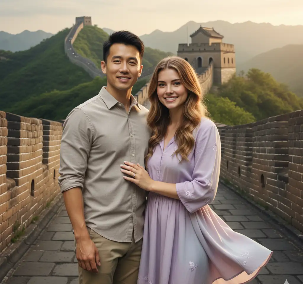 Beijing Great Wall Couple AI Couple Photo template