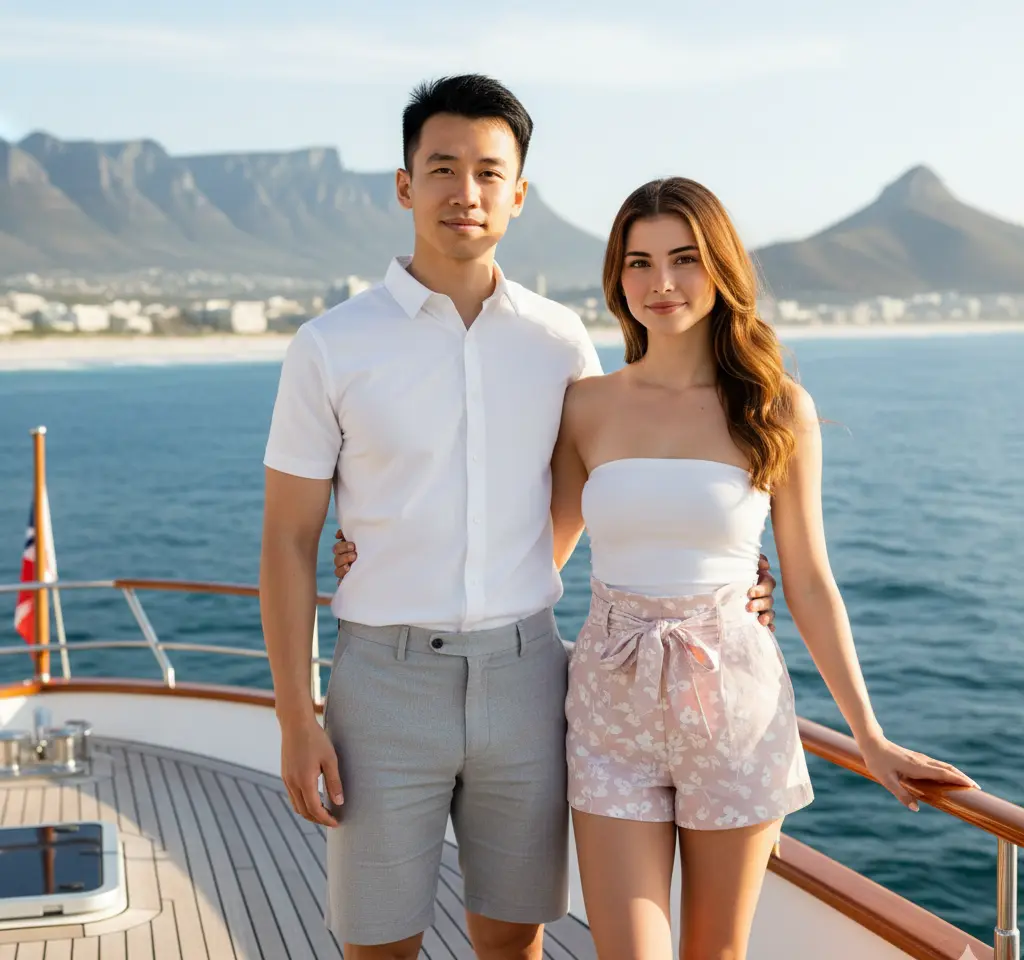 Camps Bay Beach Cape Town Couple AI Couple Photo template