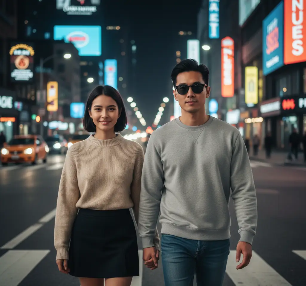 Chinatown Travel Couple Photo AI Couple Photo template