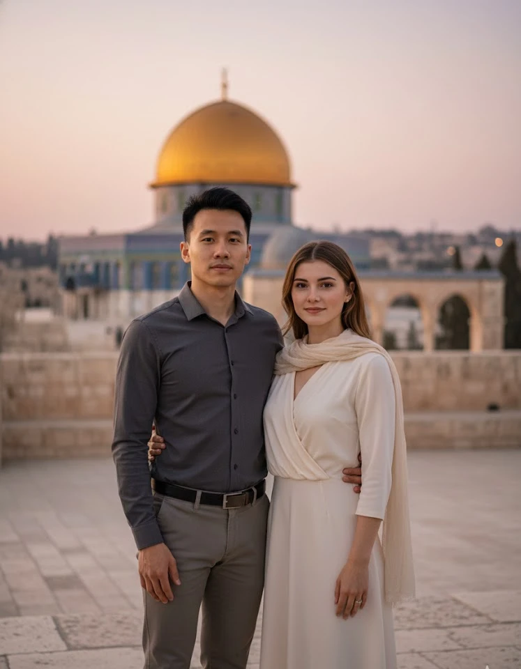 Dome of the Rock Jerusalem Couple AI Couple Photo template