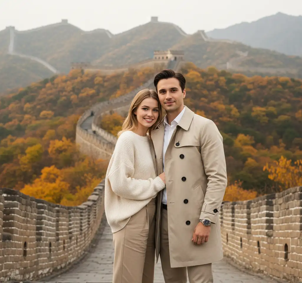 Great Wall of China Couple AI Couple Photo template