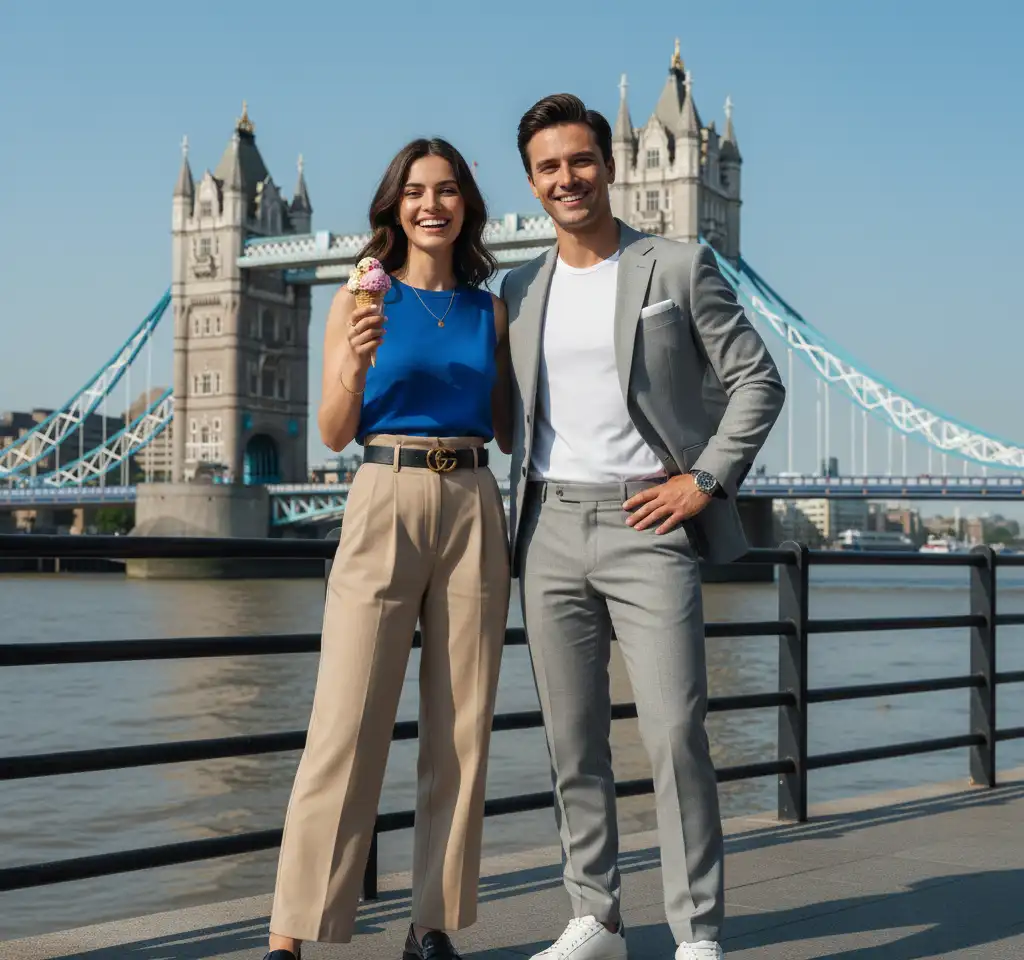 Tower Bridge London Couple AI Couple Photo template