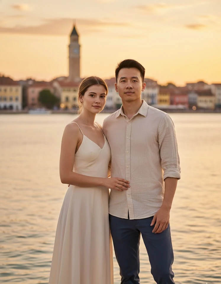 Jaffa Port Israel Couple AI Couple Photo template