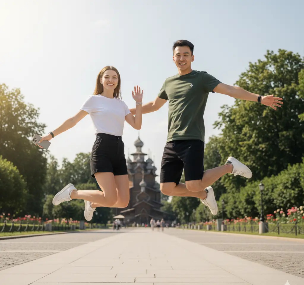Kolomenskoye Park Moscow Couple AI Couple Photo template