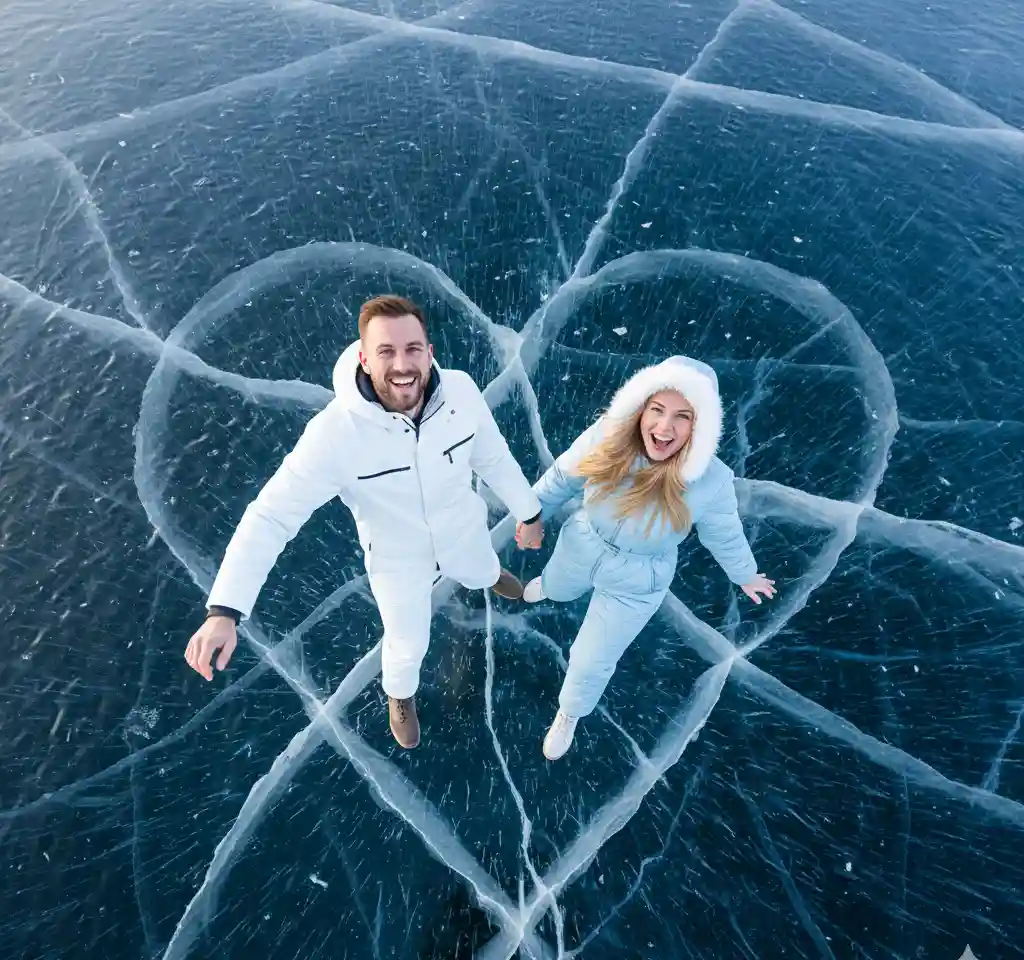 Lake Baikal Russia Couple AI Couple Photo template