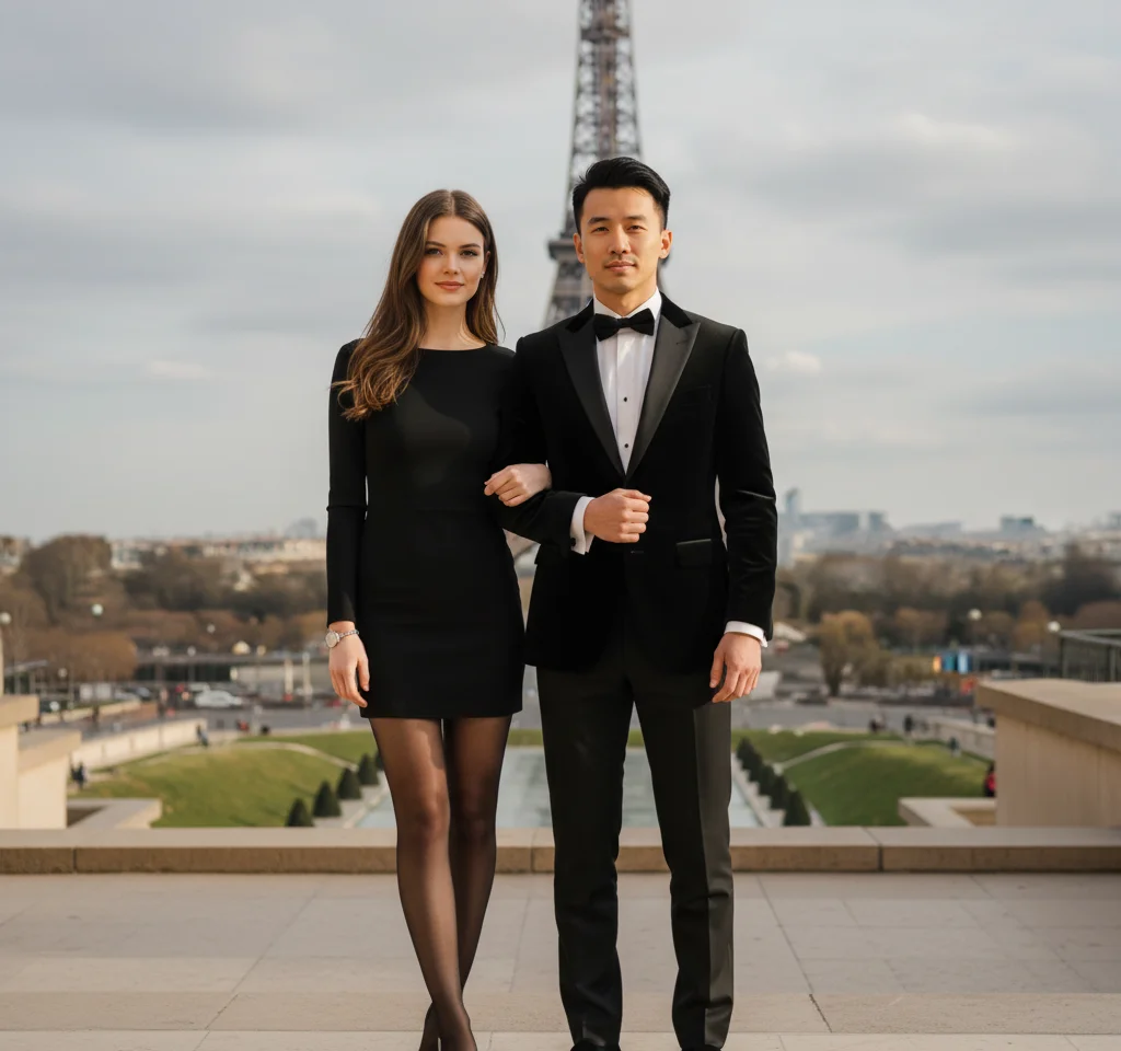 Majestic Eiffel Tower Couple AI Couple Photo template