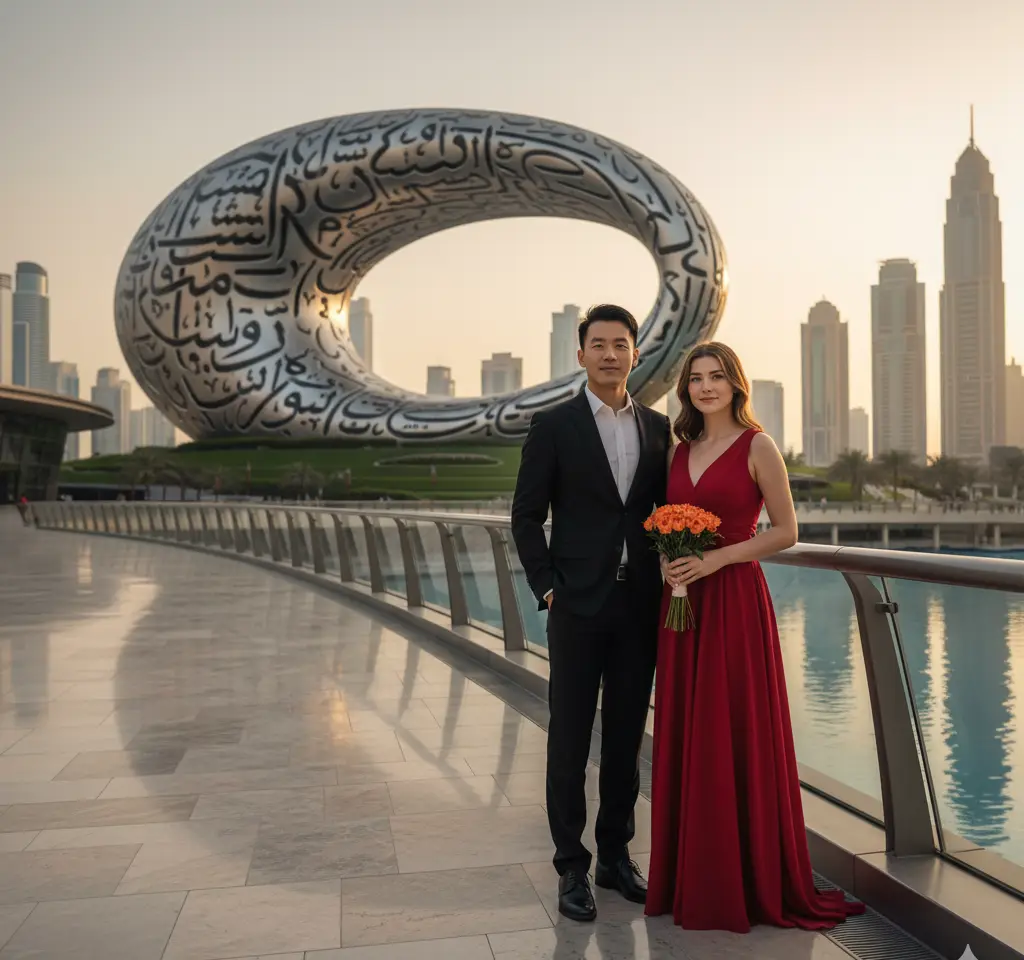 Museum of the Future Dubai Couple AI Couple Photo template