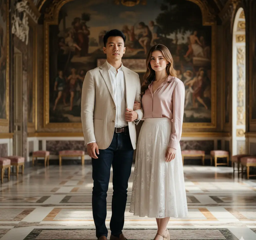 Oslo City Hall Norway Couple AI Couple Photo template