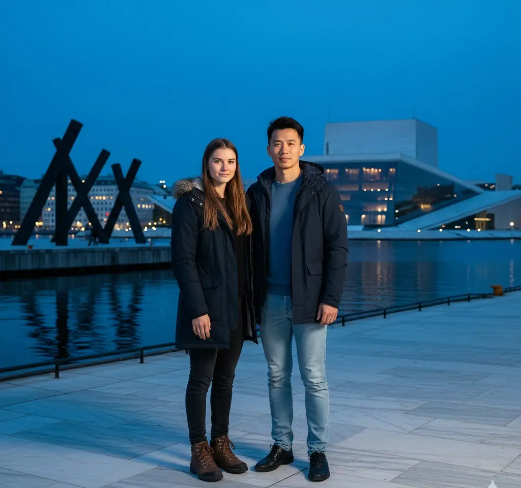 Oslo Norway Couple Portrait AI Couple Photo template