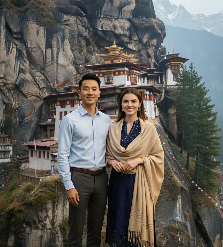 Paro Bhutan Couple Photo AI Couple Photo template