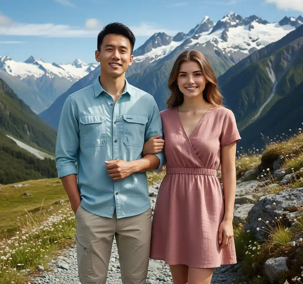 Queenstown New Zealand Couple AI Couple Photo template