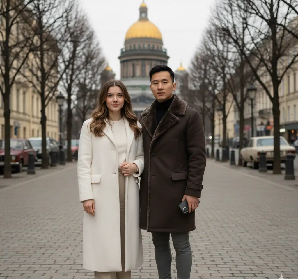 Saint Isaac’S Cathedral AI Couple Photo template