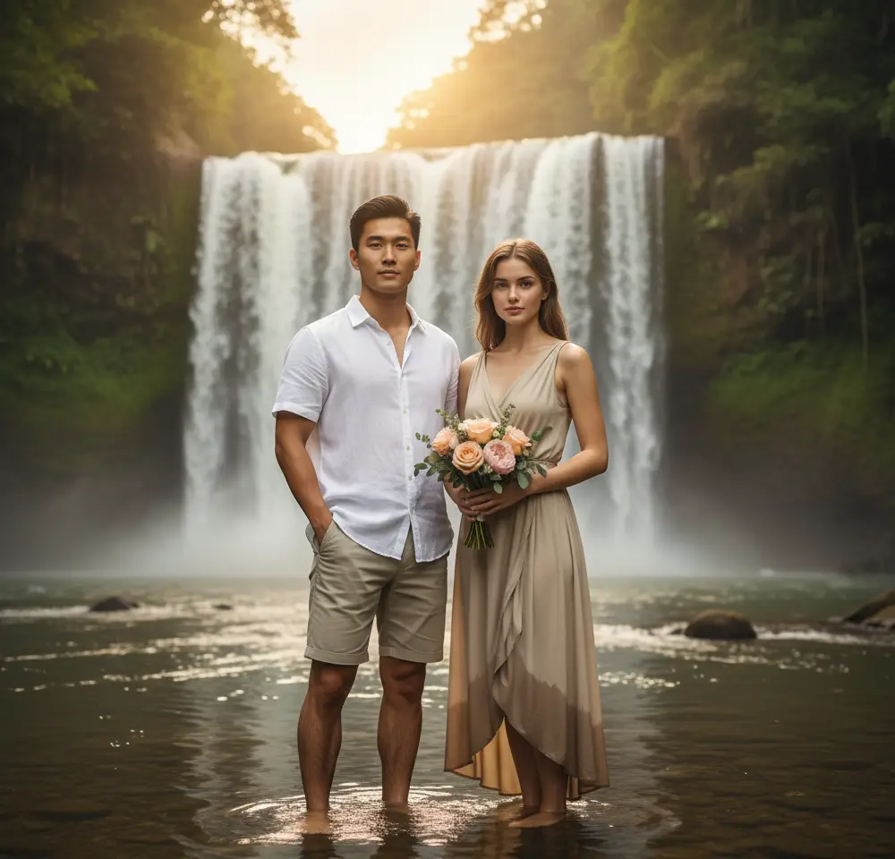 London Riverbed Couple Photo AI Couple Photo template