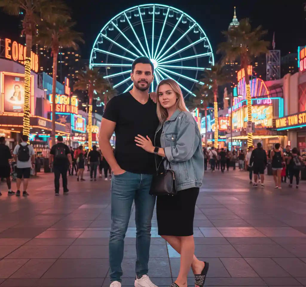 Shanghai Street Night Couple AI Couple Photo template