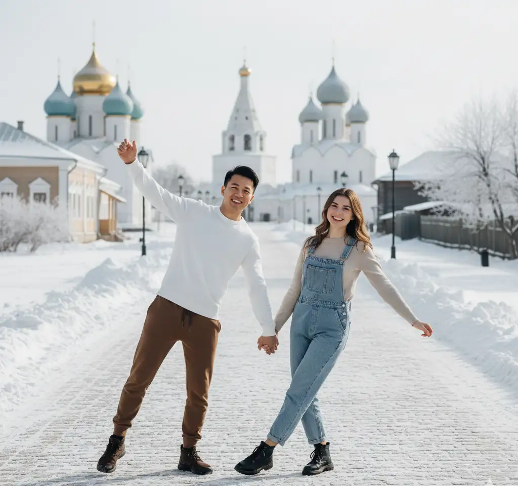 Suzdal Historic Town Couple AI Couple Photo template