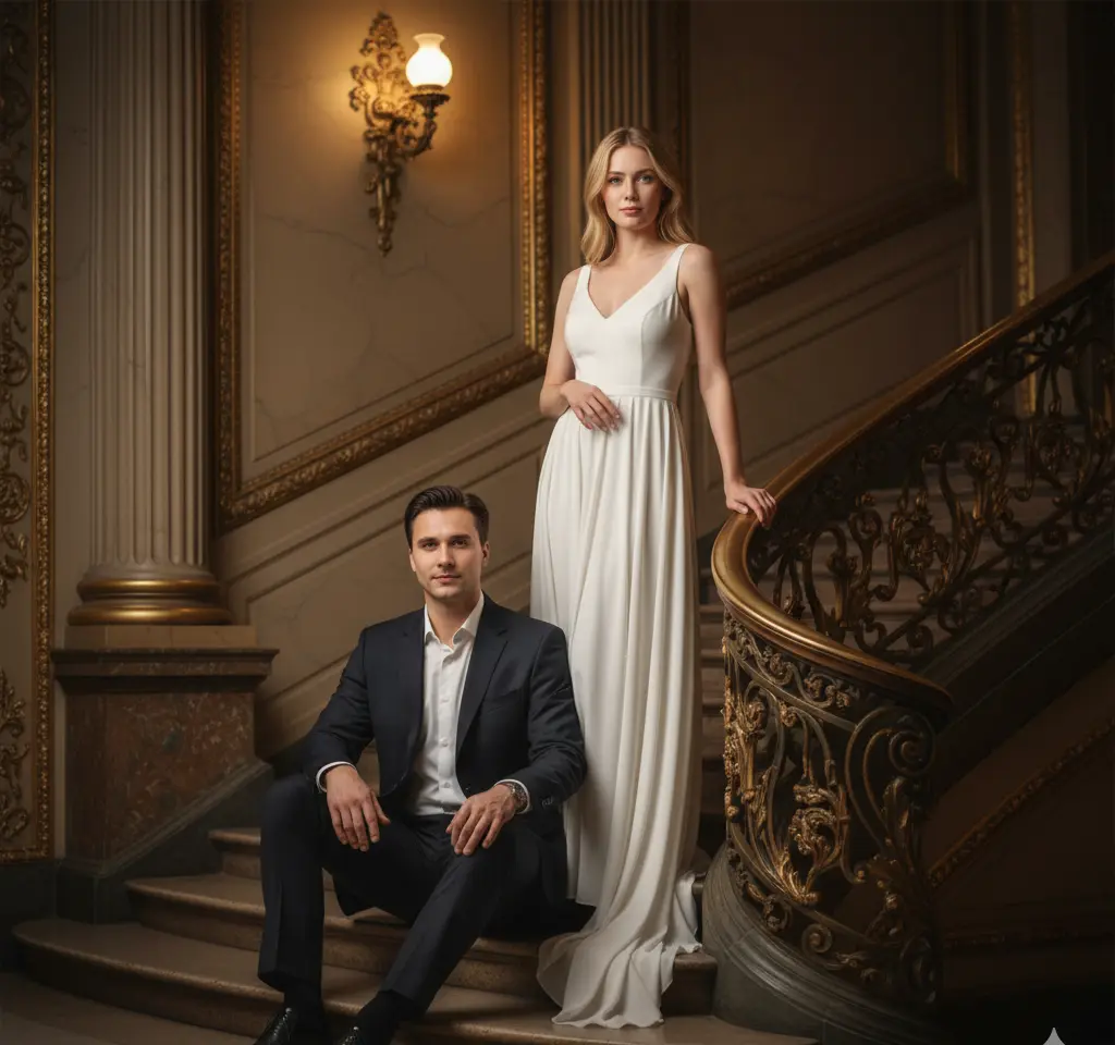 Tsaritsyno Palace Moscow Couple AI Couple Photo template