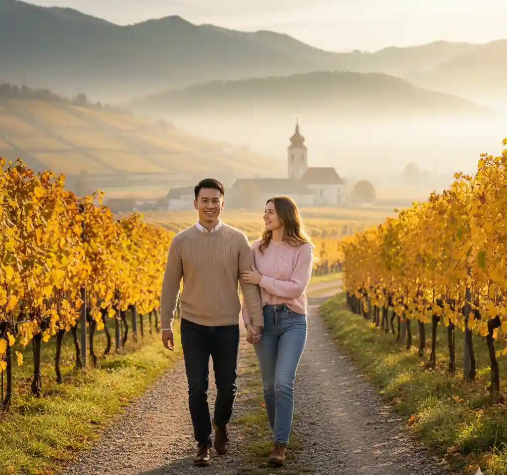 Wachau Valley Austria Couple AI Couple Photo template